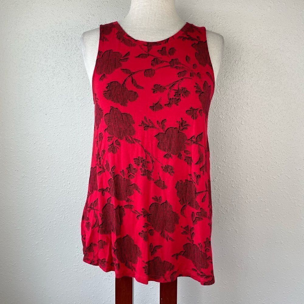 Apt. 9 Red and Black Floral Tank Top Size M EUC